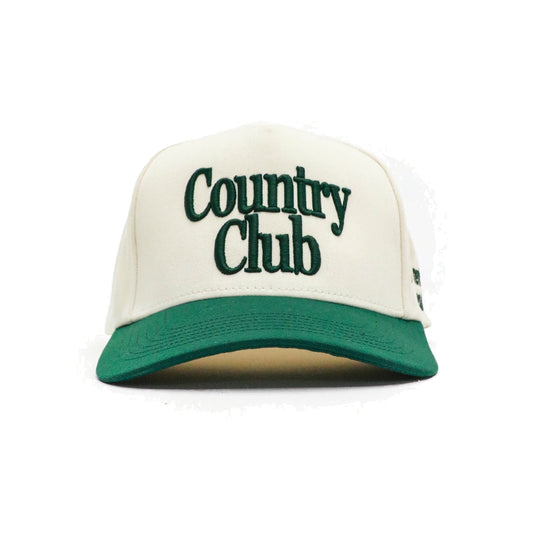 Cream and green Country Club cap front view